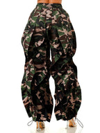 Geometric Printed Ruffle Trim Pants