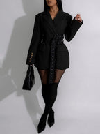 Belted Button Blazer Jacket