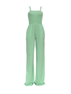 Strap Smocked Wide Leg Jumpsuit
