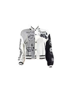 Colorblock Letter Print Baseball Jacket