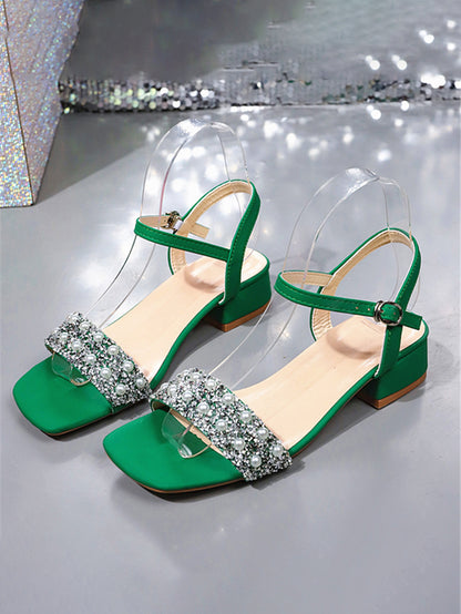 Rhinestone Pearl Strap Sandals