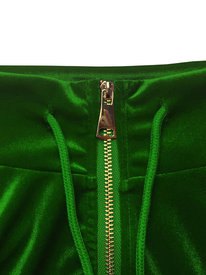 Zipper Jacket Wide Leg Pants Set