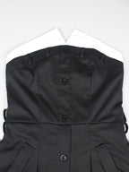 Strapless Button Front Belted A-Line Maxi Dress