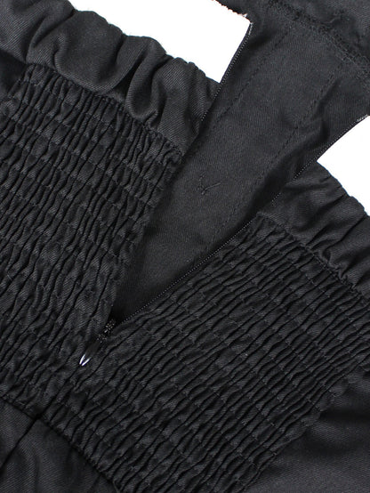 Strapless Button Front Belted A-Line Maxi Dress