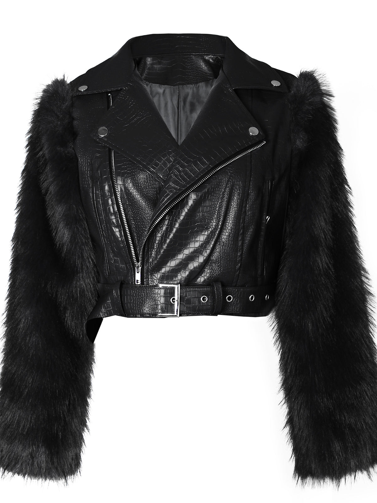 PU Leather Patchwork Moto Jacket