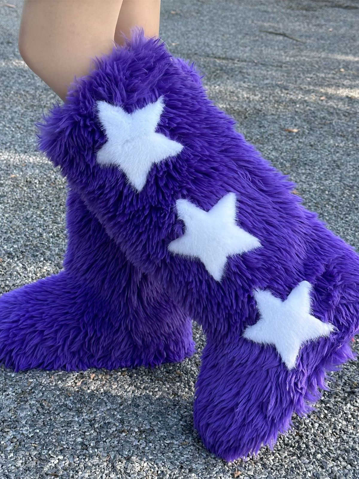 Star Print Fur Bootss