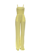 Strap Smocked Wide Leg Jumpsuit