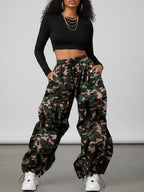 Geometric Printed Ruffle Trim Pants