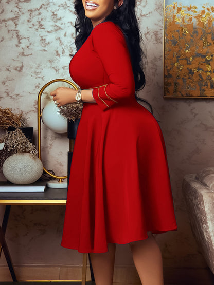 Plus Size Half Sleeve Stand Collar Dress