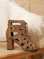 Peep Toe Cutout Heel Sandal Boots