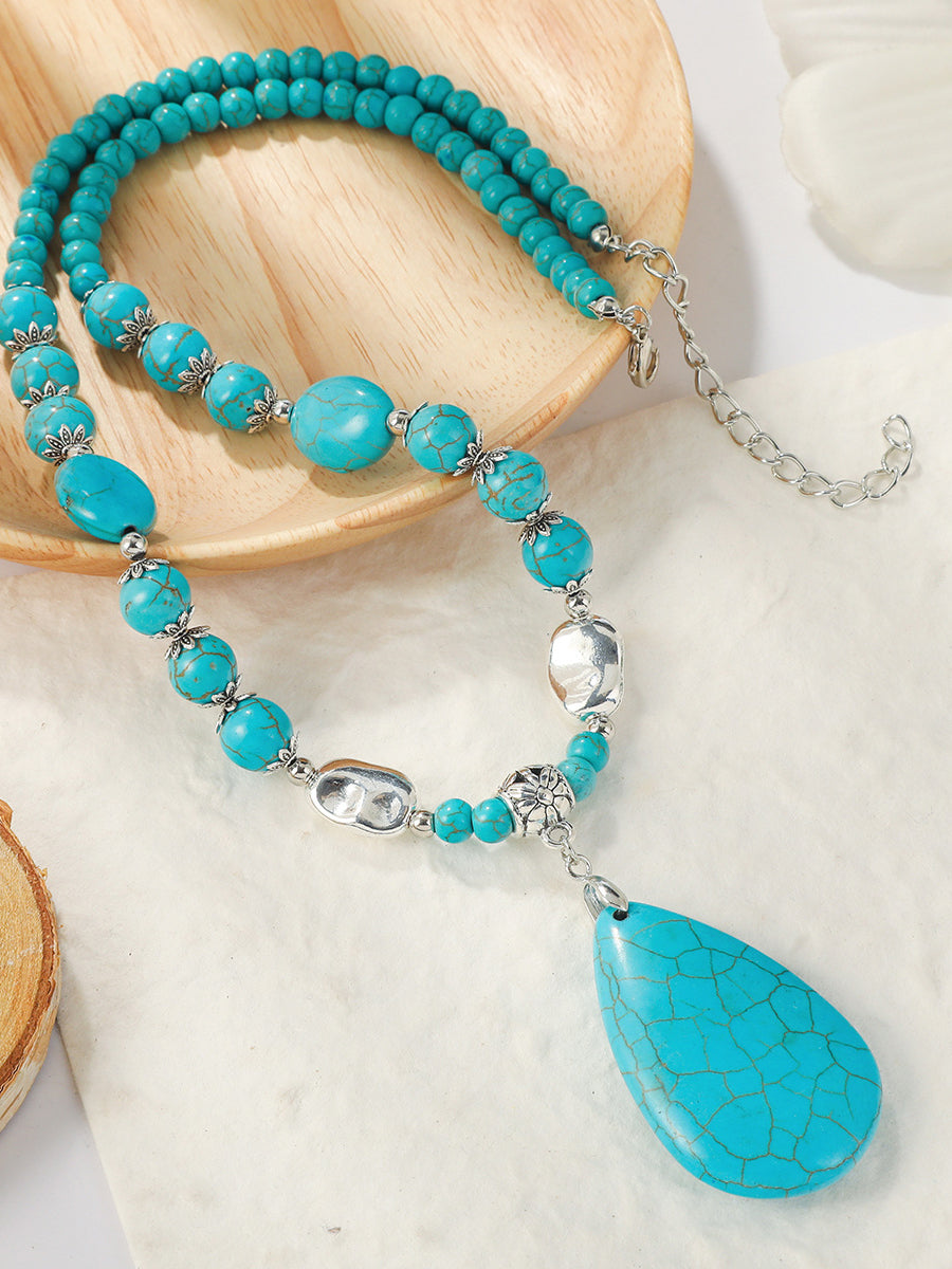Bohemian Turquoise Earring Bracelet Necklace Sets