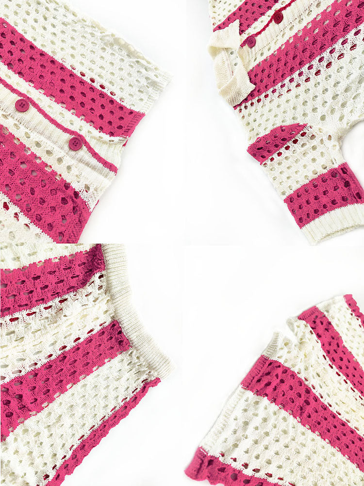 Conjunto de pantalones cortos de punto con cuello hueco