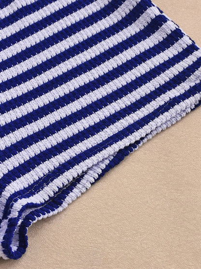 Stripe Tube Crop Top Shorts Set