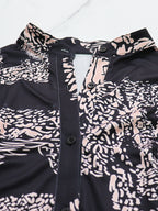 Long Sleeve Ruffle Hem Print Mini Dress