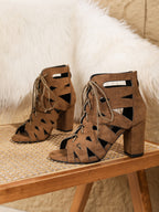 Peep Toe Cutout Heel Sandal Boots