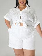 Plus Size Floral Top Shorts Set