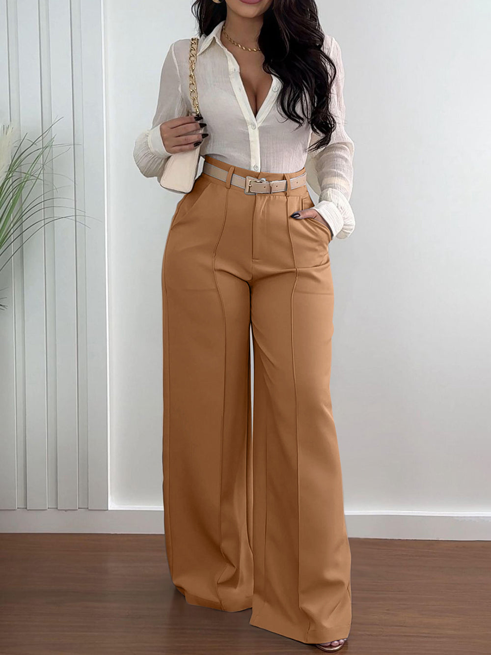 High Waist Straight Leg Pants