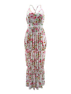 Vestidos largos sin espalda con estampado floral y tirantes finos