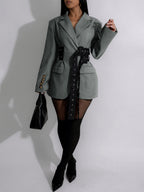 Belted Button Blazer Jacket