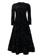 Long Sleeve Solid Color Sequin Dress