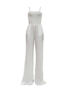 Strap Smocked Wide Leg Jumpsuit