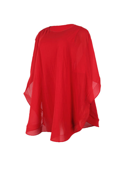 Solid Chiffon Cape Overlay Dress