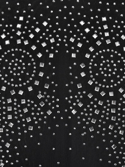 Mesh Rhinestone Sleeveless Maxi Dress