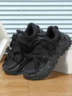 Thick Sole Breathable Mesh Lace-Up Sneakers