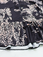 Long Sleeve Ruffle Hem Print Mini Dress