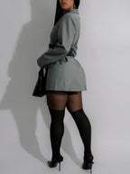 Belted Button Blazer Jacket