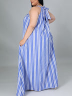 Stripe Halter Plus Size Maxi Dress