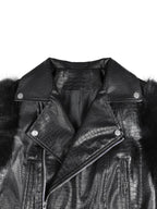 PU Leather Patchwork Moto Jacket