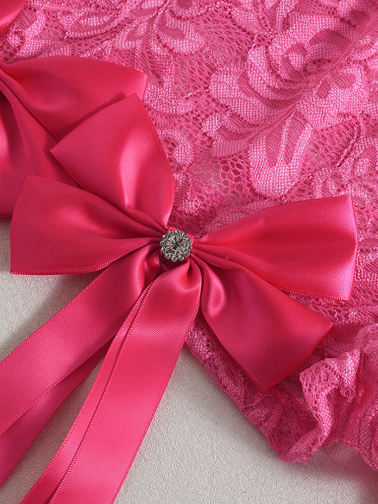 3D Butterfly Print Loose Top & Lace Shorts Set