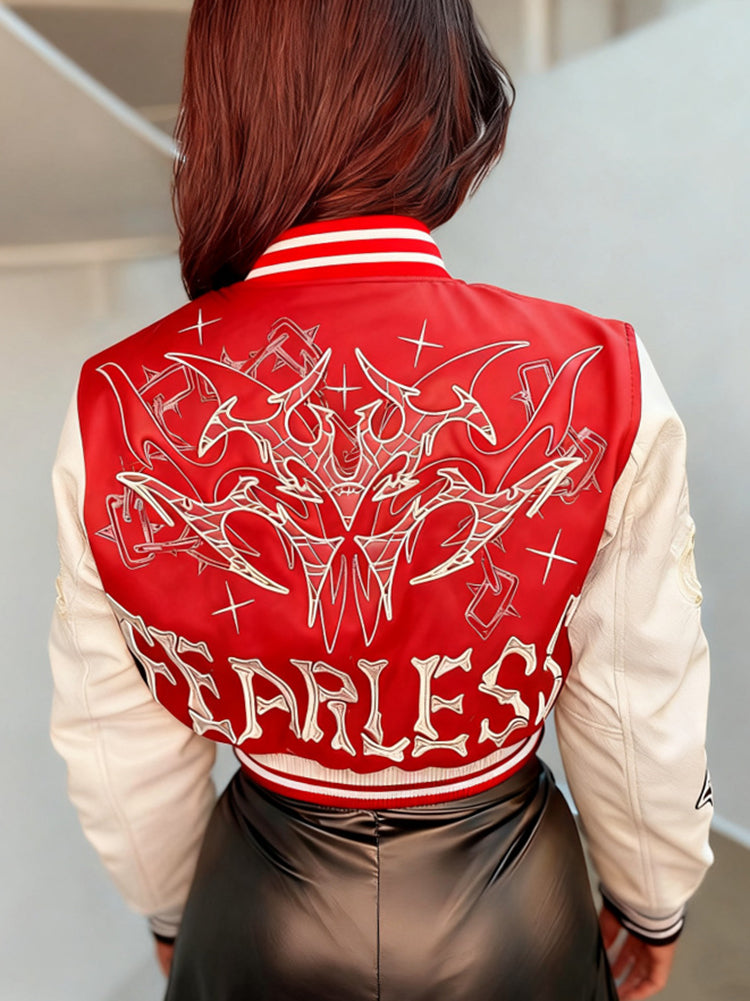 Print Double Layer Baseball Jacket