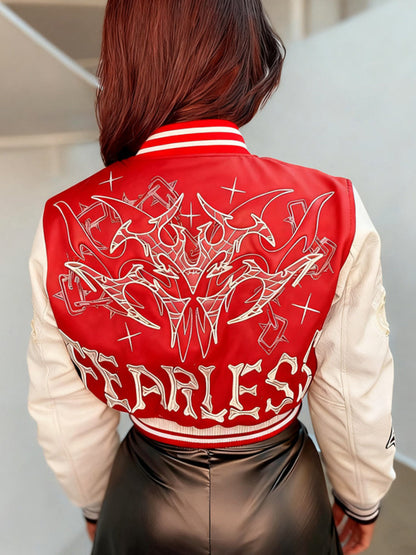 Print Double Layer Baseball Jacket