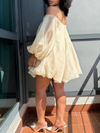 Plus Size Off Shoulder Puff Sleeve Dress