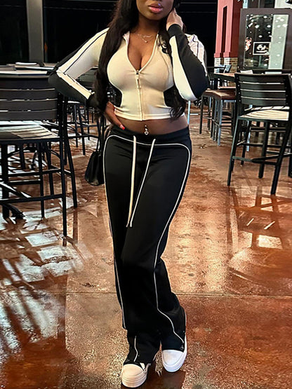 Stand Collar Slim Fit Jacket and Pants Set