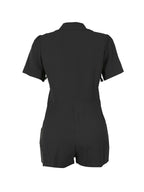 Short Sleeve Zip Utility Cargo Romper