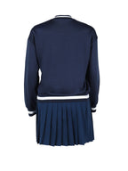 Vintage Tennis Print Sweatshirt Pleated Skirt Set
