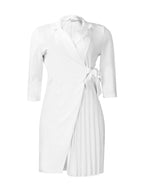 Tie Waist Pleated Midi Dress