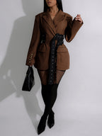 Belted Button Blazer Jacket