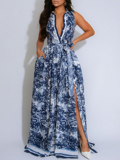 Boho High Slit Printed Maxi Dress