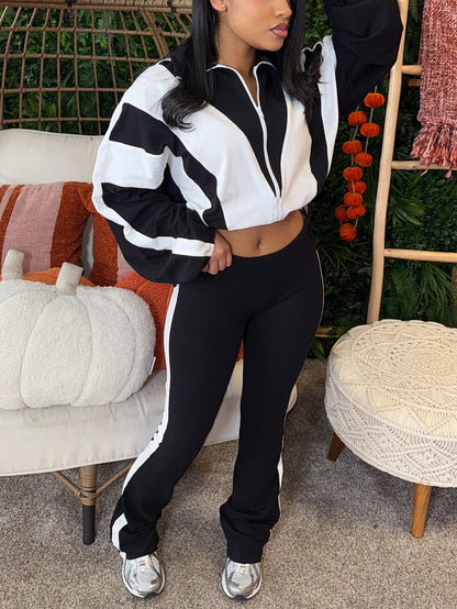 Colorblock Drawstring Waist Tracksuit