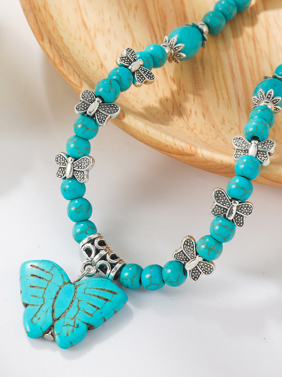 Bohemian Turquoise Earring Bracelet Necklace Sets