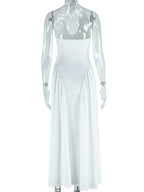Elegant Halter Neck Solid Color Dress