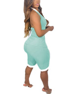 Button Down Tank Crop Top Shorts Sets
