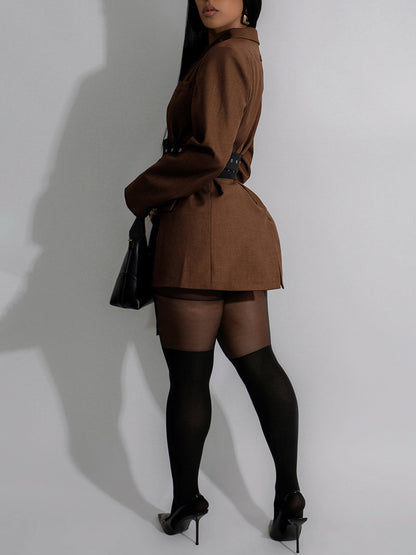 Belted Button Blazer Jacket