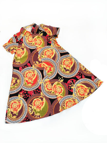 Vestido midi fluido de manga corta con cuello camisero de talla grande