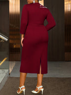 Plus Size Ruffle Bead Midi Dress