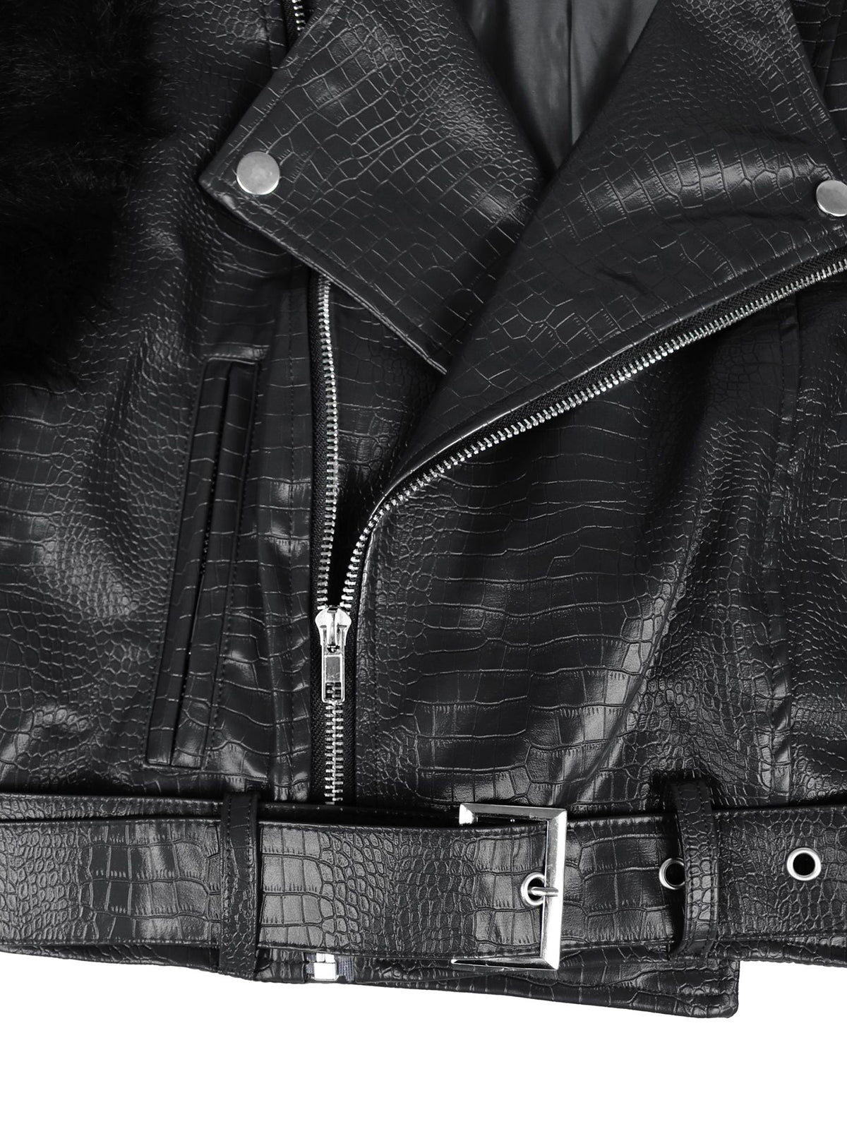 PU Leather Patchwork Moto Jacket